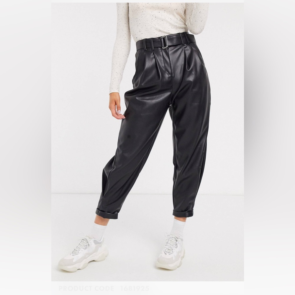 Slouchy faux leather high waisted pants